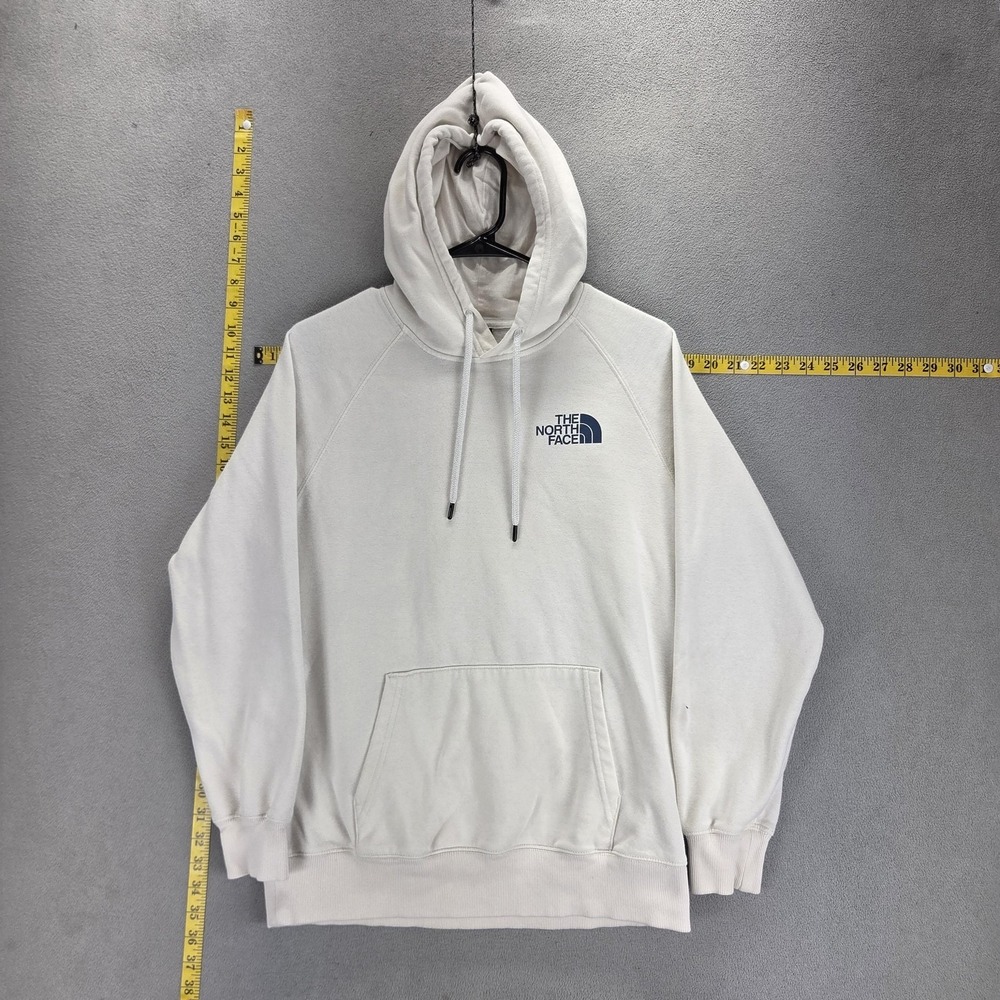 The North Face Hoodie Womens Medium White Geo NSE Pullover Sweatshirt